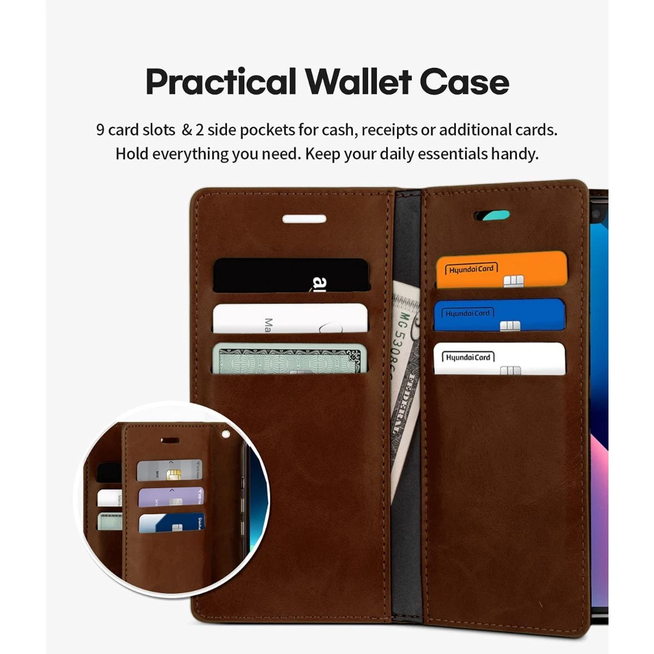 Brown Mercury Mansoor Diary Card Holder Wallet For IPhone 13 Pro 2 Brown Mercury Mansoor Diary Card Holder Wallet For IPhone 13 Pro - Image 2