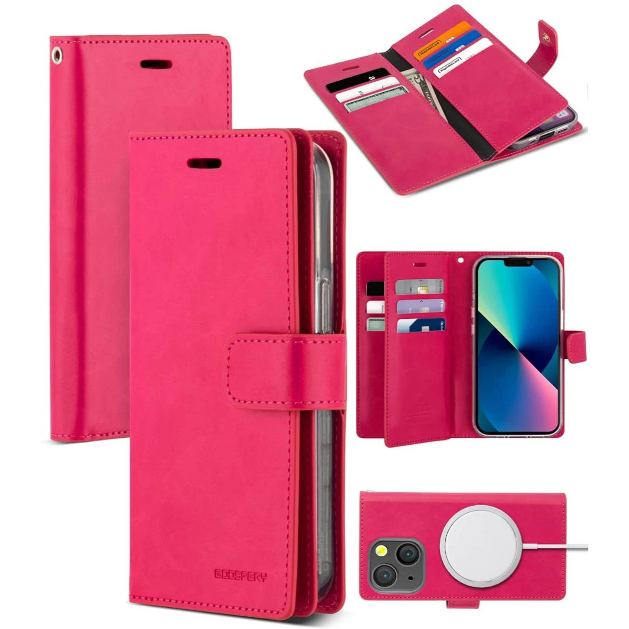 Hot Pink Genuine Mercury Mansoor Diary Wallet Case For IPhone 13 Pro Max 1 Hot Pink Genuine Mercury Mansoor Diary Wallet Case For IPhone 13 Pro Max
