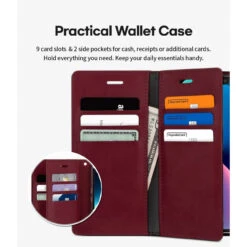 Wine IPhone 13 Pro Max Mercury Mansoor Diary Flip Wallet Case -Cheap NewCase Store iphone 13 mercury mansoor wallet wine 4 48688.1679973029