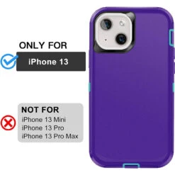 Purple Full Body Heavy Duty Defender Case For IPhone 13 -Cheap NewCase Store iphone 13 military grade defender case purple 5 52024.1673678483