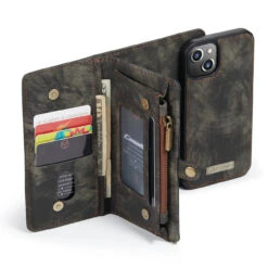 Black IPhone 13 Mini 2 In 1 Multi-Functional Wallet Shock Proof Case -Cheap NewCase Store iphone 13 mini caseme multifunctional wallet black 3 37951.1645531438