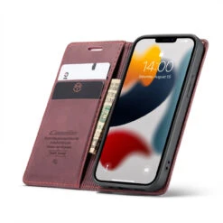 Wine CaseMe Compact Flip Magnetic Wallet Case For IPhone 13 Mini