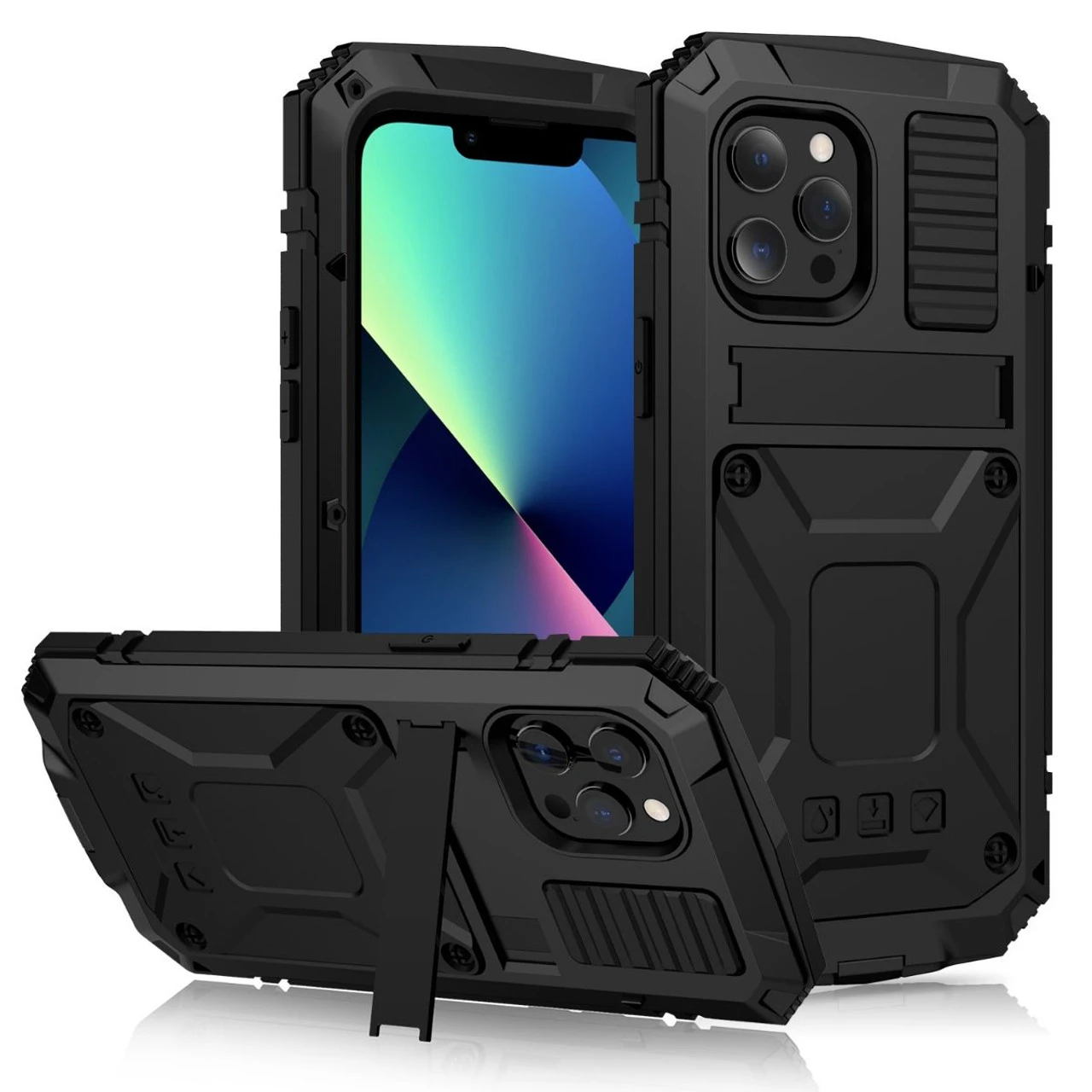 Black Extreme Dustproof Shockproof Metal Case For IPhone 13 Mini 1 Black Extreme Dustproof Shockproof Metal Case For IPhone 13 Mini