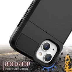 Black IPhone 13 Mini Bumper Slide Armor Credit Card Case -Cheap NewCase Store iphone 13 mini slide armour black 3 40219.1681432510