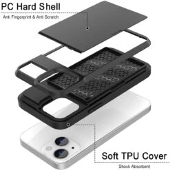 Black IPhone 13 Mini Bumper Slide Armor Credit Card Case -Cheap NewCase Store iphone 13 mini slide armour black 5 21736.1681432510