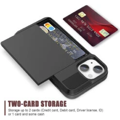 Black IPhone 13 Mini Bumper Slide Armor Credit Card Case -Cheap NewCase Store iphone 13 mini slide armour black 6 25048.1681432510