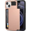 Rose Gold Slide Armor Case With Card Slot Holder For IPhone 13 Mini