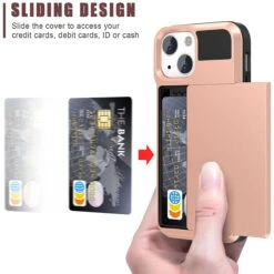 Rose Gold Slide Armor Case With Card Slot Holder For IPhone 13 Mini 8 Rose Gold Slide Armor Case With Card Slot Holder For IPhone 13 Mini -Cheap NewCase Store iphone 13 mini slide armour rose gold 3 93206.1649131338