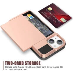 Rose Gold Slide Armor Case With Card Slot Holder For IPhone 13 Mini 9 Rose Gold Slide Armor Case With Card Slot Holder For IPhone 13 Mini -Cheap NewCase Store iphone 13 mini slide armour rose gold 4 78874.1649131338