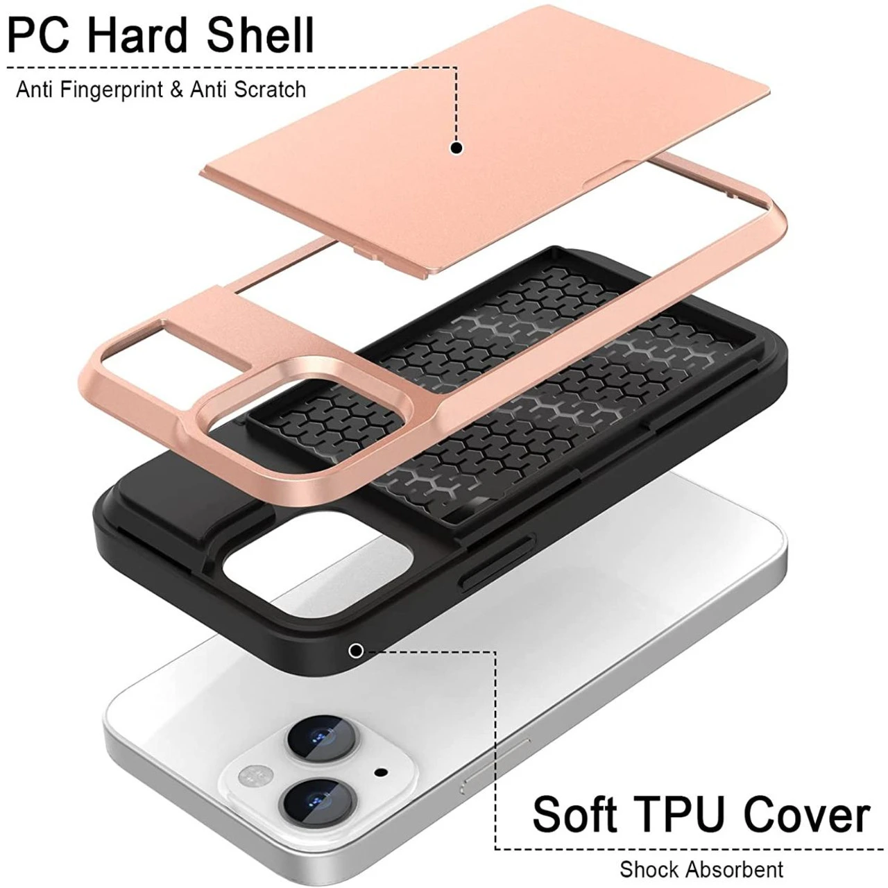 Rose Gold Slide Armor Case With Card Slot Holder For IPhone 13 Mini 5 Rose Gold Slide Armor Case With Card Slot Holder For IPhone 13 Mini - Image 5