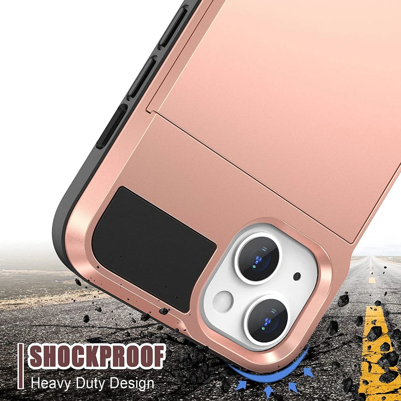 Rose Gold Slide Armor Case With Card Slot Holder For IPhone 13 Mini 6 Rose Gold Slide Armor Case With Card Slot Holder For IPhone 13 Mini - Image 6
