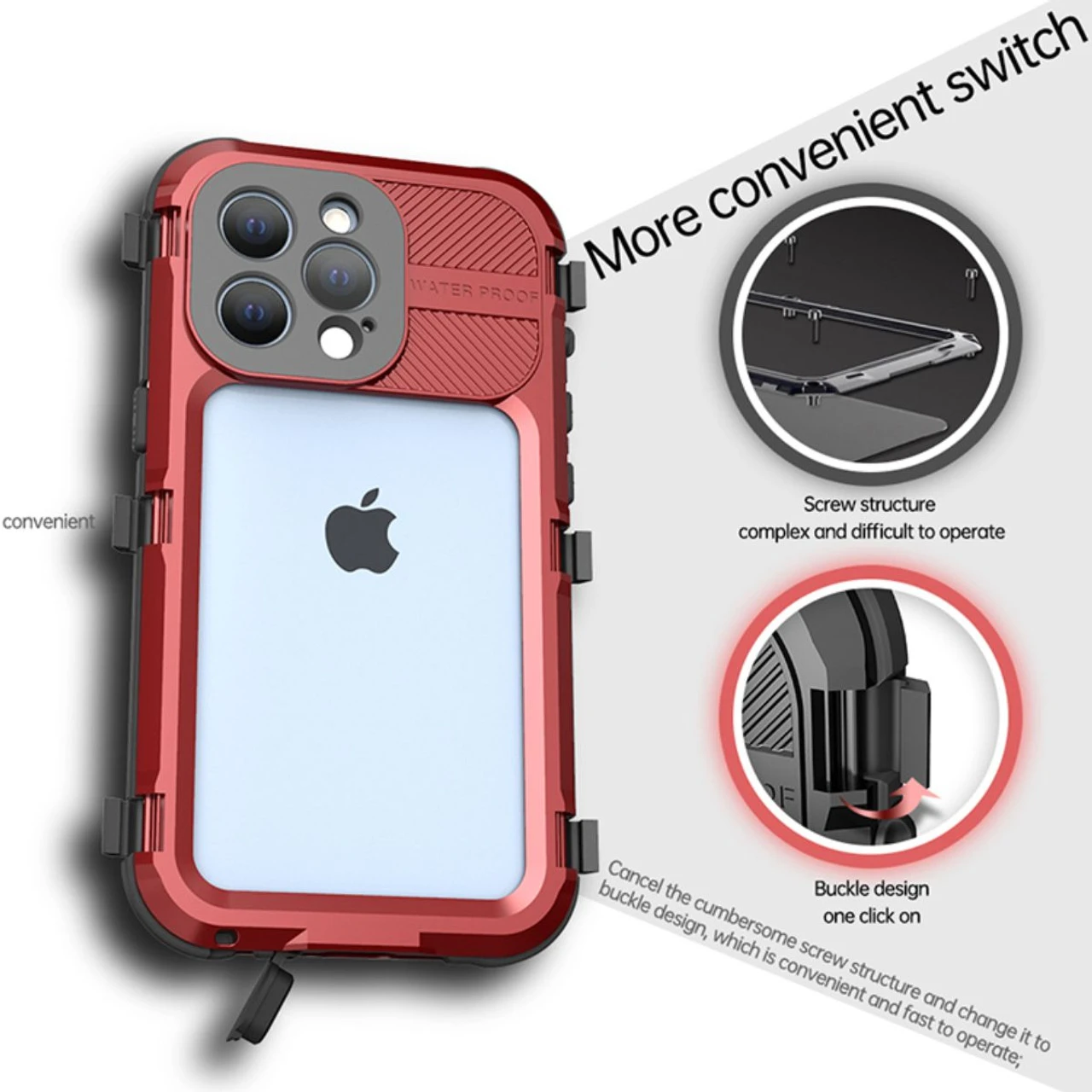 Red IPhone 13 Aluminum Alloy Diving Shell Waterproof / Drop Proof Case 10 Red IPhone 13 Aluminum Alloy Diving Shell Waterproof / Drop Proof Case - Image 10