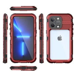 Red IPhone 13 Aluminum Alloy Diving Shell Waterproof / Drop Proof Case 25 Red IPhone 13 Aluminum Alloy Diving Shell Waterproof / Drop Proof Case -Cheap NewCase Store iphone 13 pro aluminium alloy waterproof case red 11 77719.1649380330
