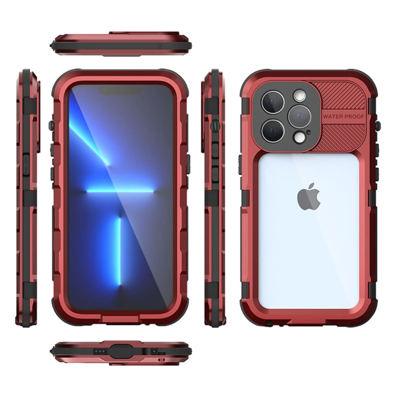 Red IPhone 13 Aluminum Alloy Diving Shell Waterproof / Drop Proof Case 11 Red IPhone 13 Aluminum Alloy Diving Shell Waterproof / Drop Proof Case - Image 11
