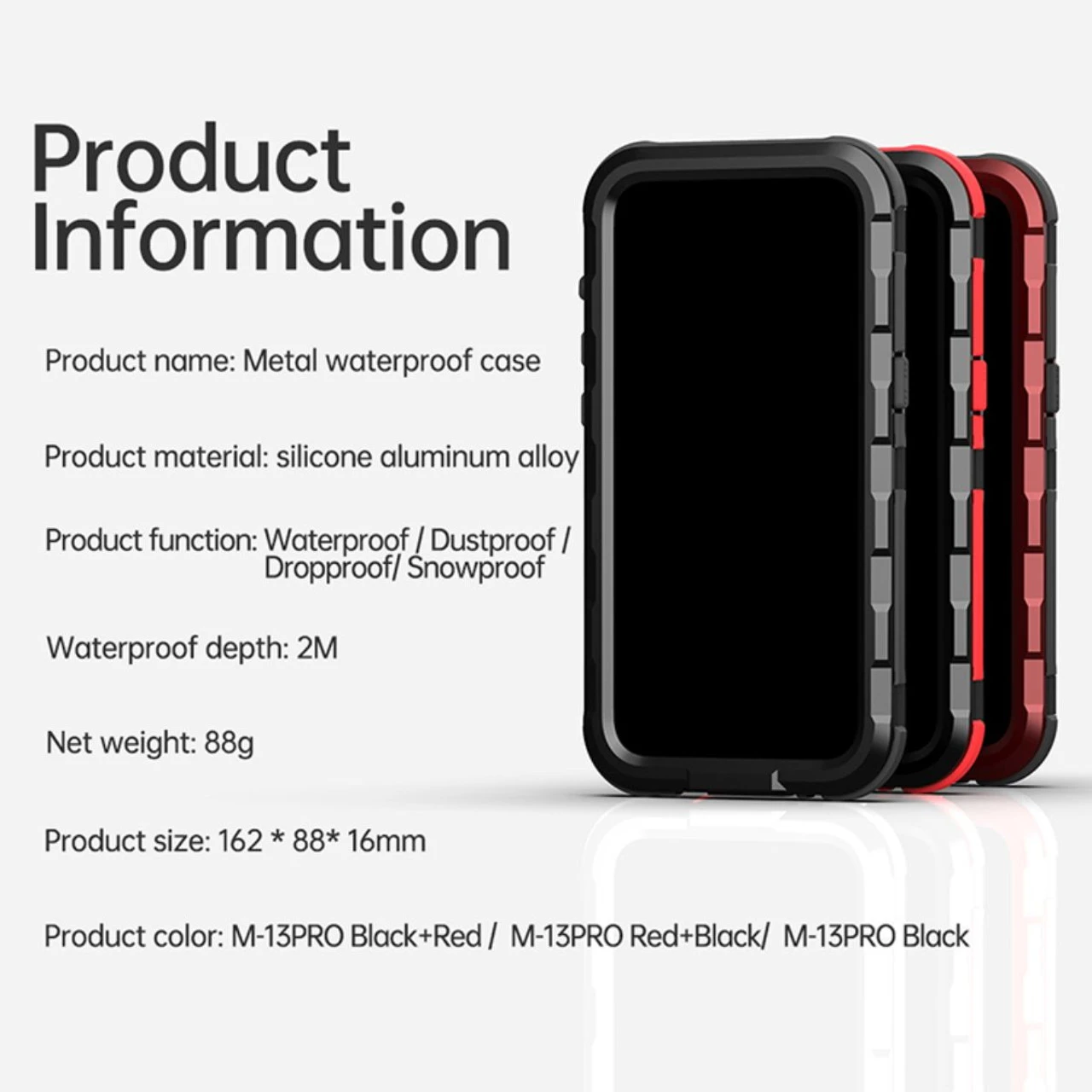 Red IPhone 13 Aluminum Alloy Diving Shell Waterproof / Drop Proof Case 15 Red IPhone 13 Aluminum Alloy Diving Shell Waterproof / Drop Proof Case - Image 15