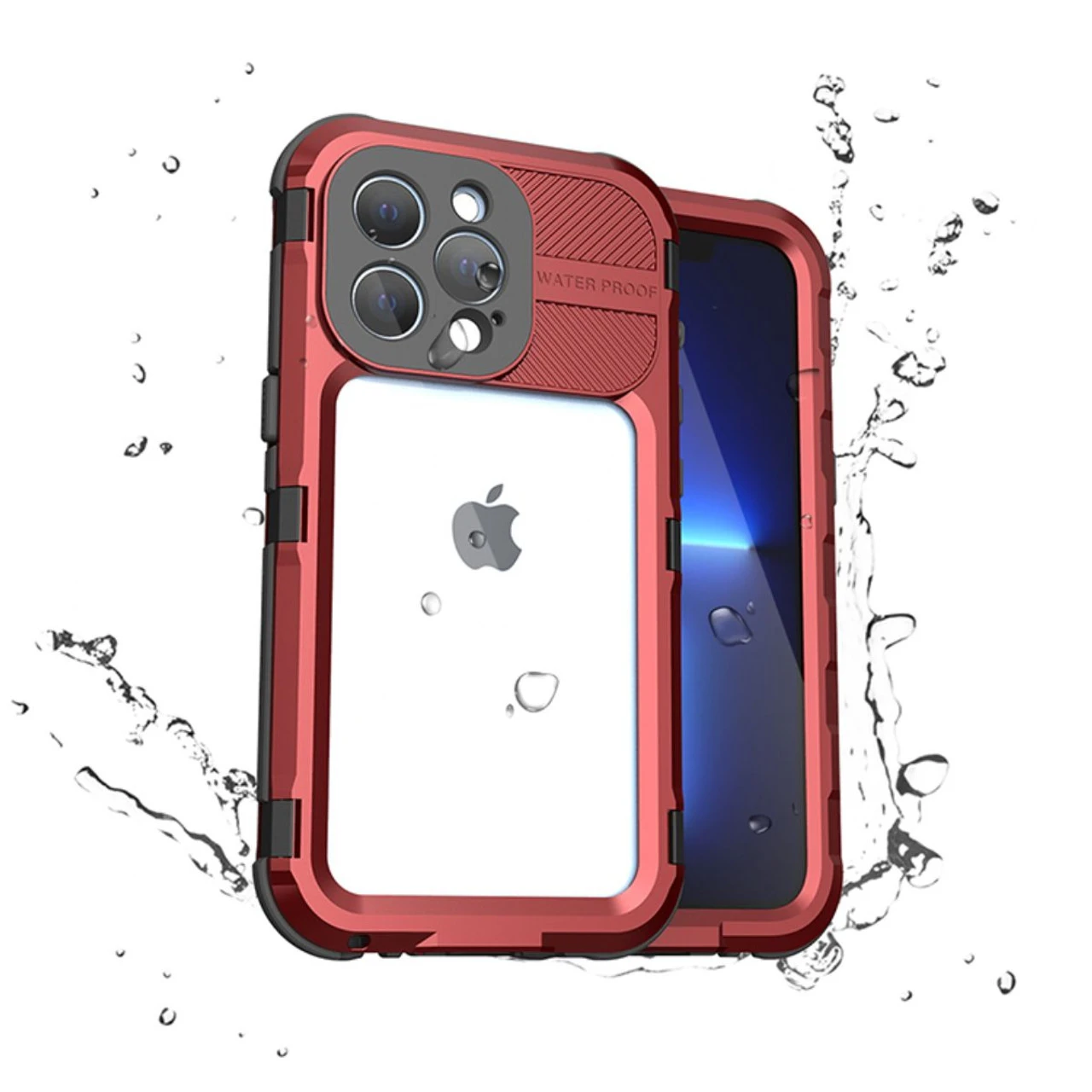 Red IPhone 13 Aluminum Alloy Diving Shell Waterproof / Drop Proof Case 2 Red IPhone 13 Aluminum Alloy Diving Shell Waterproof / Drop Proof Case - Image 2