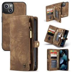 Brown IPhone 13 Pro 2 In 1 Multi-Functional Wallet Shock Proof Case -Cheap NewCase Store iphone 13 pro caseme multifunctional wallet brown 4 56577.1645531446