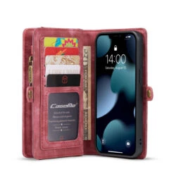 Red CaseMe 11 Card Slot Wallet Magnetic Case For IPhone 13 Pro
