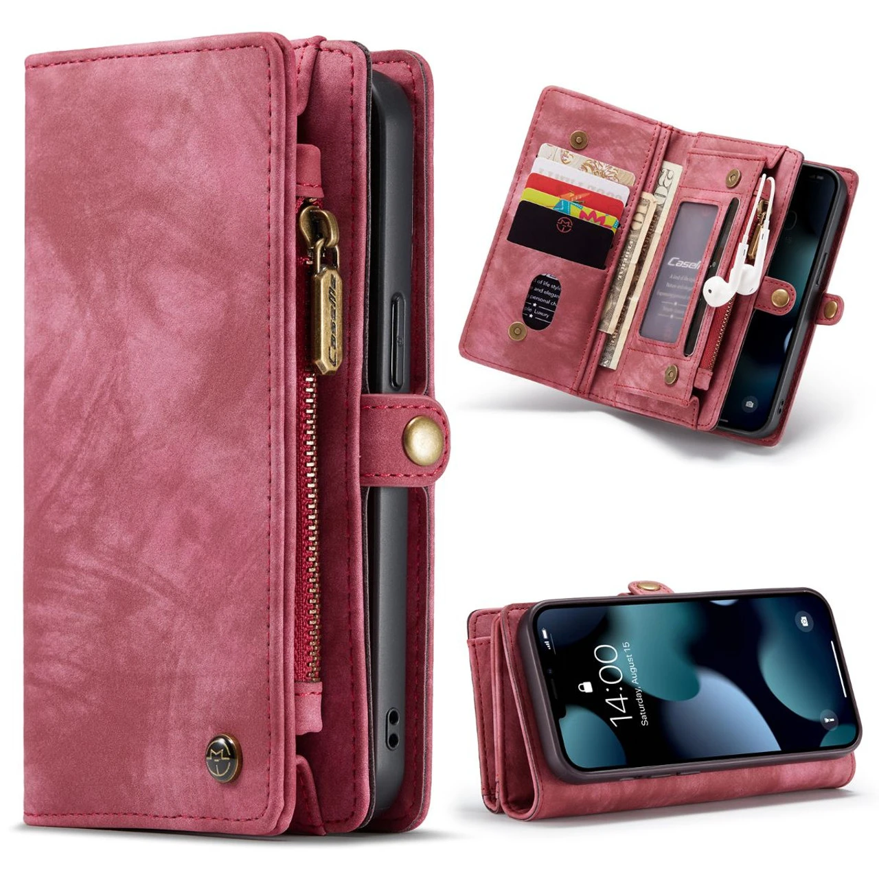 Red CaseMe 11 Card Slot Wallet Magnetic Case For IPhone 13 Pro 3 Red CaseMe 11 Card Slot Wallet Magnetic Case For IPhone 13 Pro - Image 3