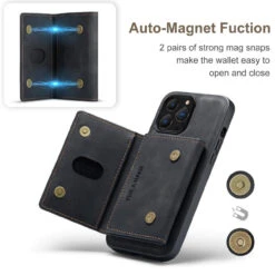 Black IPhone 13 Pro DG.Ming M2 Magnetic Detachable Mini Wallet Case -Cheap NewCase Store iphone 13 pro dg ming m2 series black 7 98648.1700649890
