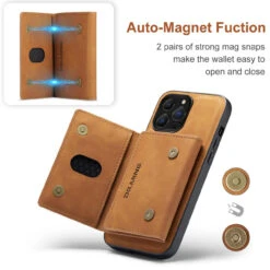 Brown IPhone 13 Pro DG.Ming M2 Magnetic Shockproof Case With Wallet -Cheap NewCase Store iphone 13 pro dg ming m2 series brown 7 42846.1700649892