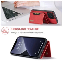 Red IPhone 13 Pro DG.Ming M2 Magnetic 2-in-1 Shockproof Wallet Case -Cheap NewCase Store iphone 13 pro dg ming m2 series red 3 14141.1700649896