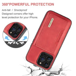 Red IPhone 13 Pro DG.Ming M2 Magnetic 2-in-1 Shockproof Wallet Case -Cheap NewCase Store iphone 13 pro dg ming m2 series red 4 71302.1700649896