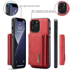 Red IPhone 13 Pro DG.Ming M2 Magnetic 2-in-1 Shockproof Wallet Case -Cheap NewCase Store iphone 13 pro dg ming m2 series red 6 57218.1700649896