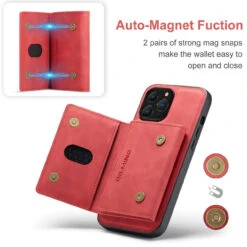 Red IPhone 13 Pro DG.Ming M2 Magnetic 2-in-1 Shockproof Wallet Case -Cheap NewCase Store iphone 13 pro dg ming m2 series red 7 48716.1700649896