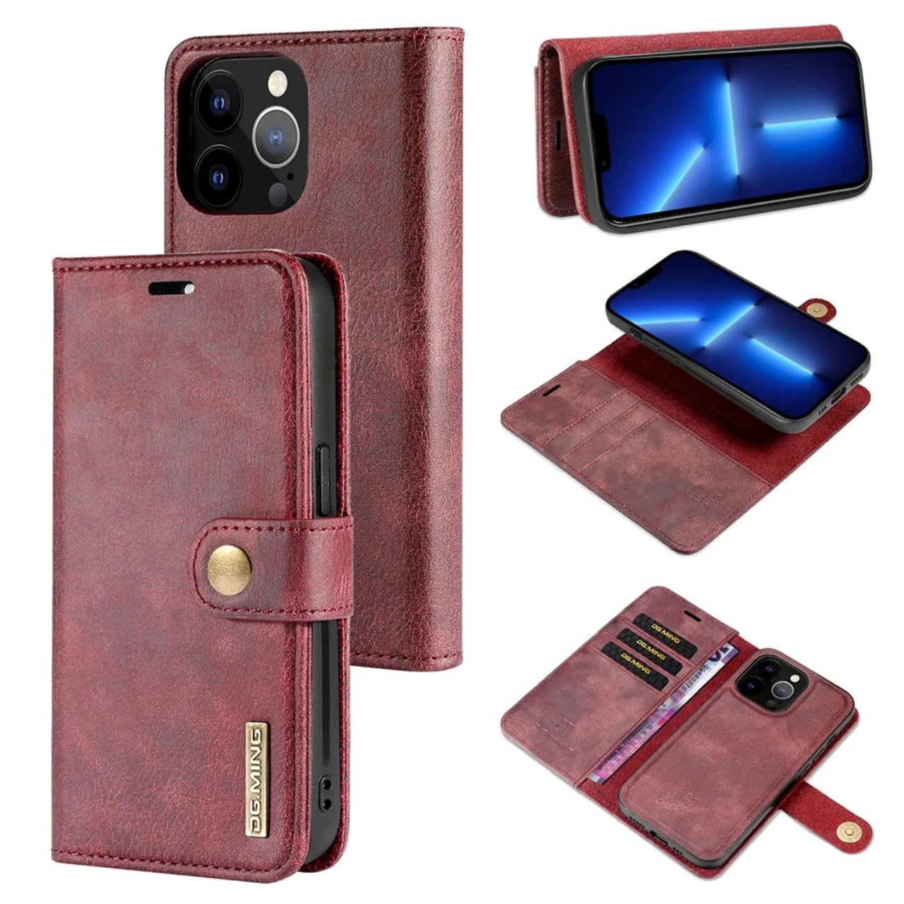 Red IPhone 13 Pro DG.Ming Premium 2 In 1 Magnetic Case And Wallet 1 Red IPhone 13 Pro DG.Ming Premium 2 In 1 Magnetic Case And Wallet