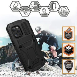 Black IPhone 13 Pro Heavy Duty Military Metal Drop Proof Case -Cheap NewCase Store iphone 13 pro extreme metal military case black 6 35834.1695005622