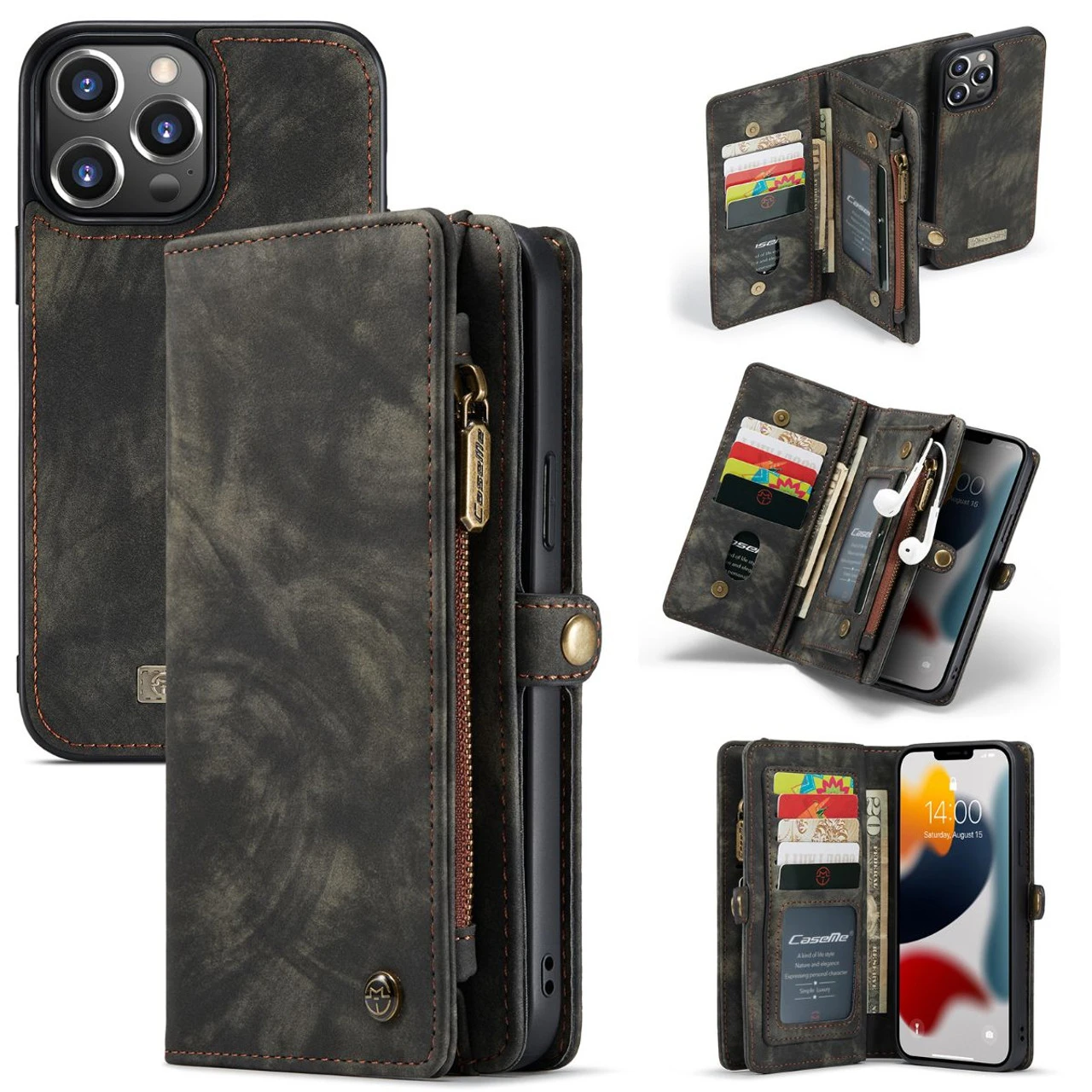 Black IPhone 13 Pro Max Multi-Functional Wallet Detachable Magnetic Case 4 Black IPhone 13 Pro Max Multi-Functional Wallet Detachable Magnetic Case - Image 4