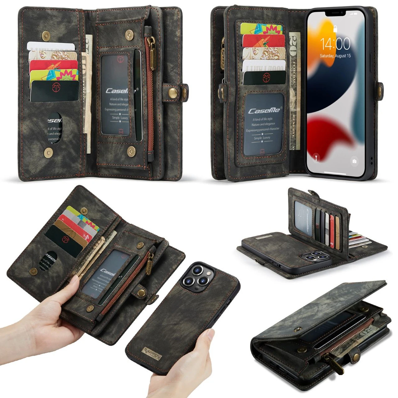 Black IPhone 13 Pro Max Multi-Functional Wallet Detachable Magnetic Case 5 Black IPhone 13 Pro Max Multi-Functional Wallet Detachable Magnetic Case - Image 5