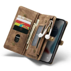 Brown Multi-functional 2 In 1 Purse Wallet Magnetic Case For IPhone 13 Pro Max -Cheap NewCase Store iphone 13 pro max caseme multifunctional wallet brown 3 23972.1686119156