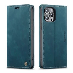 Blue CaseMe Compact Flip Magnetic Wallet Case For IPhone 13 Pro Max