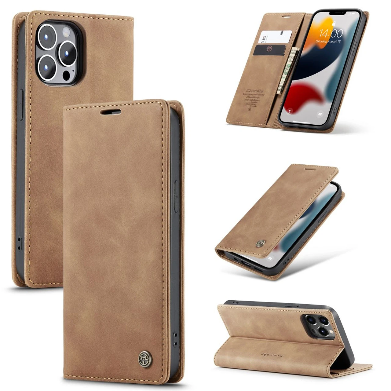 Brown Compact Flip Quality Wallet Case Cover For IPhone 13 Pro Max 3 Brown Compact Flip Quality Wallet Case Cover For IPhone 13 Pro Max - Image 3