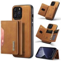 Brown DG.Ming M2 Series 3-Fold Multi Card Wallet Case For IPhone 13 Pro Max