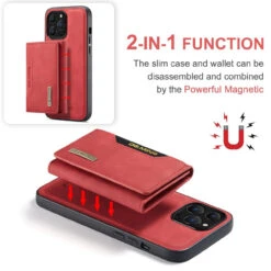 Red IPhone 13 Pro Max DG.Ming M2 Series 3-Fold Multi Card Wallet Case -Cheap NewCase Store iphone 13 pro max dg ming m2 series red 5 41459.1700649904
