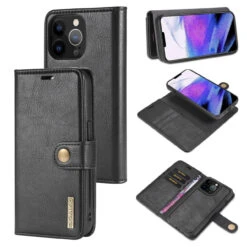 Black IPhone 13 Pro Max DG.Ming Wallet Removable Magnetic Case With Card Slots