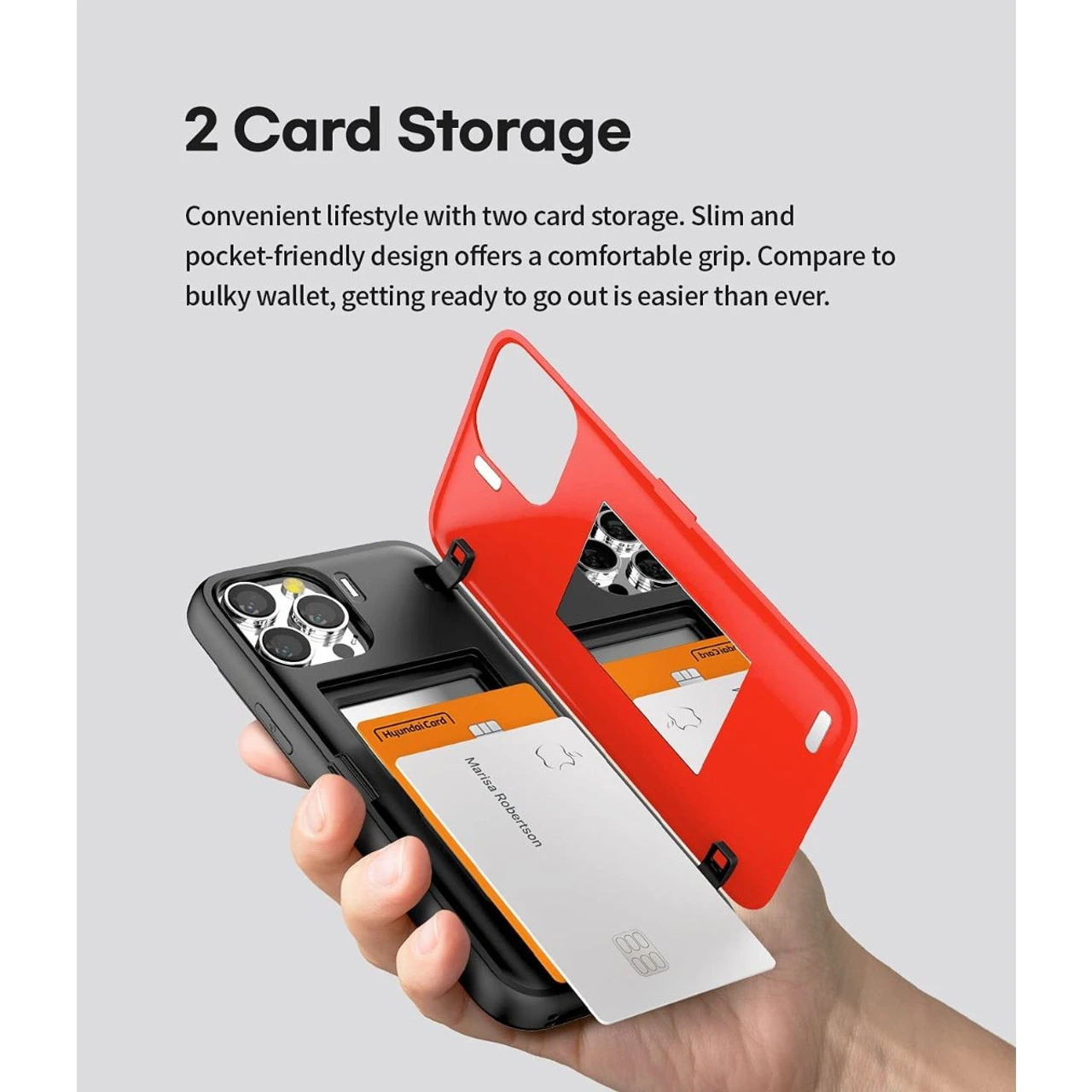 Red Goospery Magnetic Door Bumper Card Holder Case For IPhone 13 Pro Max 2 Red Goospery Magnetic Door Bumper Card Holder Case For IPhone 13 Pro Max - Image 2