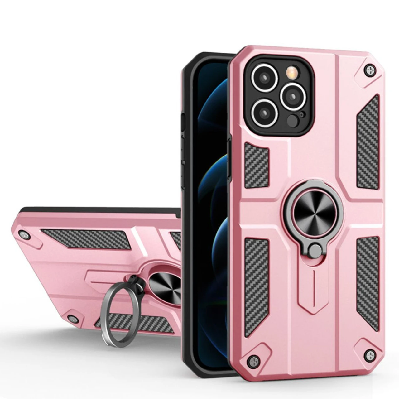 Rose Gold IPhone 13 Pro Shock Proof Metal Circle 360 Swivel Ring Case 1 Rose Gold IPhone 13 Pro Shock Proof Metal Circle 360 Swivel Ring Case