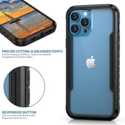 Black / Clear IPhone 13 Military Shock Proof Aluminum Acrylic Back Case -Cheap NewCase Store iphone 13 pro max military drop proof case black 7 57686.1671612676