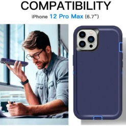 Navy Military Full Body Shock Proof Defender Case For IPhone 13 Pro Max -Cheap NewCase Store iphone 13 pro max military grade defender case navy 6 29241.1673678488