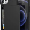 Black IPhone 13 Pro Max Slide Card Pocket Slim Armour Case