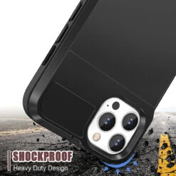 Black IPhone 13 Pro Max Slide Card Pocket Slim Armour Case -Cheap NewCase Store iphone 13 pro max slide armour black 6 23366.1649131462