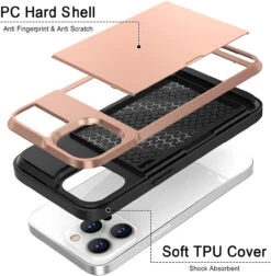 Rose Gold IPhone 13 Pro Max Slide Armor Tough Defender Card Case -Cheap NewCase Store iphone 13 pro max slide armour rose gold 5 52887.1637726263