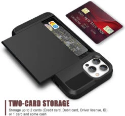 Black Slide Card Pocket Slim Armour Case For IPhone 13 Pro -Cheap NewCase Store iphone 13 pro slide armour black 3 17507.1649401257
