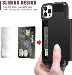 Black Slide Card Pocket Slim Armour Case For IPhone 13 Pro -Cheap NewCase Store iphone 13 pro slide armour black 4 43768.1649401257