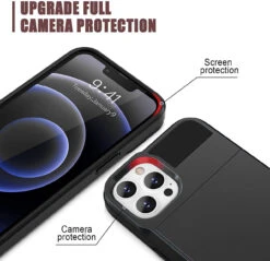 Black Slide Card Pocket Slim Armour Case For IPhone 13 Pro -Cheap NewCase Store iphone 13 pro slide armour black 5 72255.1649401257