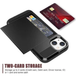 Black Slide Armor Credit Card Holder Case For IPhone 13 -Cheap NewCase Store iphone 13 slide armour black 5 71504.1691985546